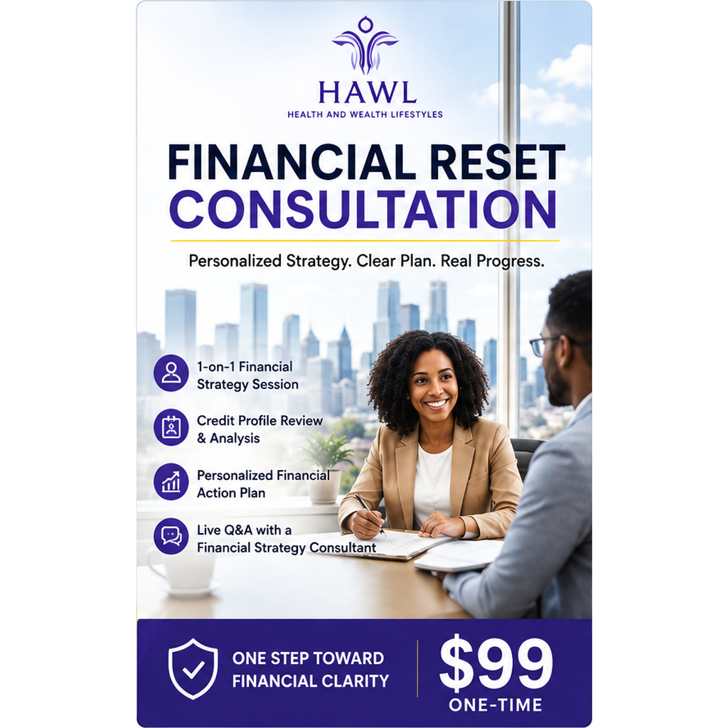 HAWL Financial Reset Consultation — $99 one-time 1-on-1 financial strategy session
